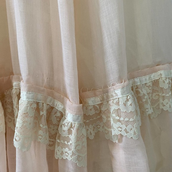Vintage 1970s Pale Pink Gunne Sax Maxi Dress Corset Bodice Cottage Prairie - Picture 3 of 9